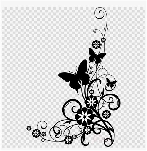 Black And White Flower Clipart Flower Clip Art - Black Floral Border ...