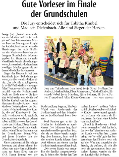 Gute Vorleser Im Finale Der Grundschulen Grundschule Kirchheide In Lemgo