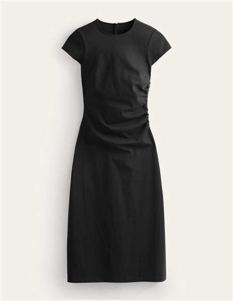 Side Ruched Jersey Midi Dress Black Boden UK