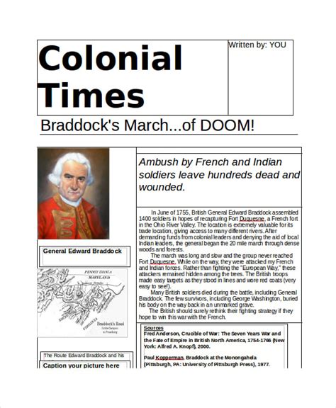 Colonial Newspaper Template