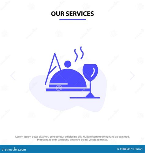 Our Services Hotel Dish Food Glass Solid Glyph Icon Web Card