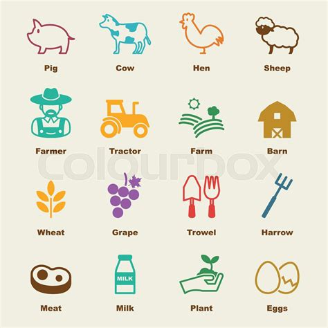 Farming Elements Stock Vector Colourbox