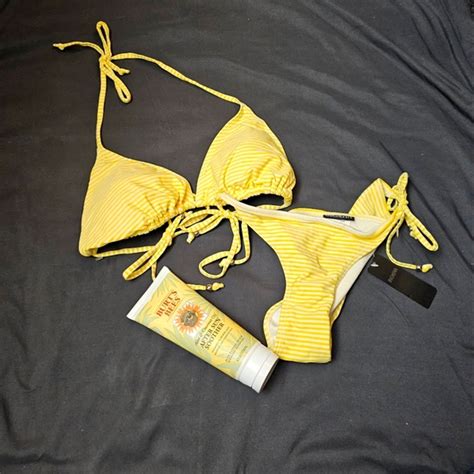 Ingear Swim Sale Ingear Piece String Bikini Swimsuit Yellow Striped Poshmark