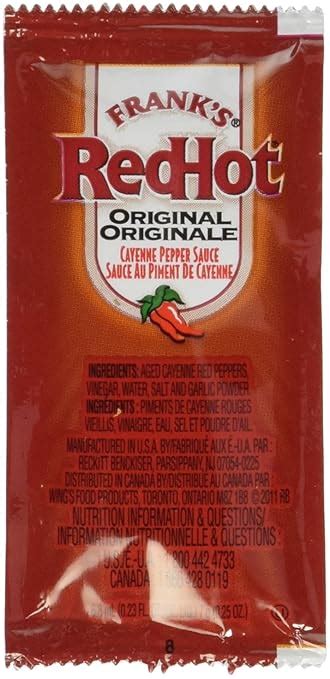 Amazon Frank S Red Hot Original Cayenne Pepper Sauce 7 Gram Pouch Pack Of 200 Hot