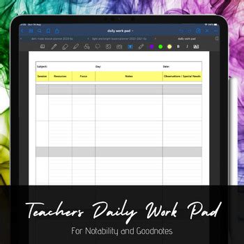 Work Journal Goodnotes For Teachers
