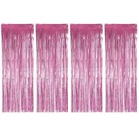 Pink Foil Fringe Curtain Metallic Photo Booth Tinsel Backdrop Door