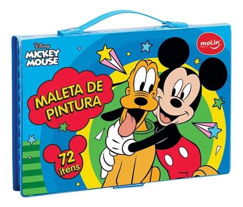 Maleta Pintura Infantil Mickey Mouse Sortido 72 Itens Molin