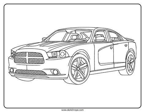 Dodge Charger Coloring Page Sketch Repo