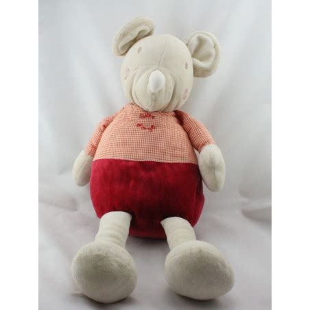 Doudou Range Pyjama Souris Beige Vichy Rouge Sucre D Orge