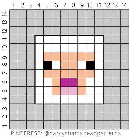 Minecraft Sheep Pattern 14x14 Minecraft Pixel Art Pixel Art Easy