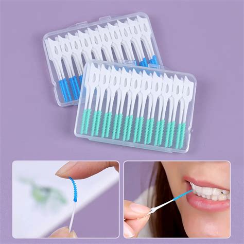 40 pçs caixa silicone interdental escovas super macio escova de limpeza