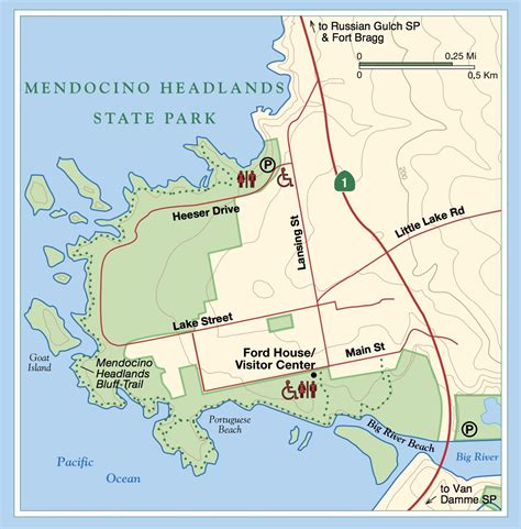 Mendocino Headlands State Park Bluffs Hiking Trail California Through