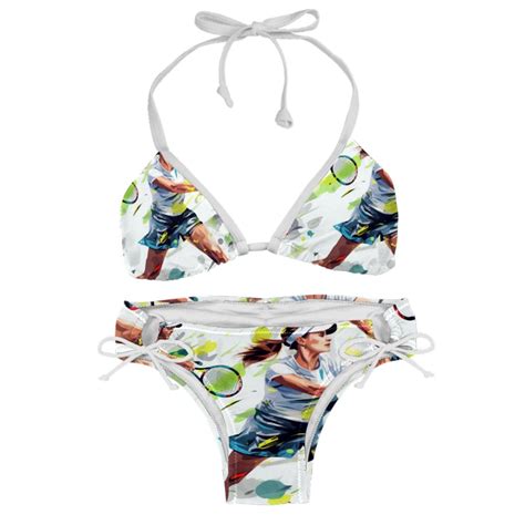Tennis Swimsuit Women Bikinis Detachable Sponge Adjustable Strap Bikini Set Two Pack Beach