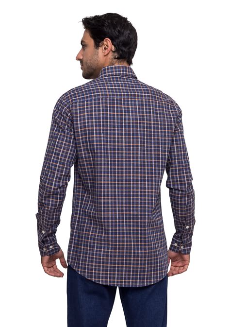 Camisa Tommy Hilfiger Masculina Regular Fit Xadrez Madras Flam Azul