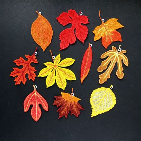 Fall Leaf Ornaments Set Of 10 Autumn Leaves Decorations Fall Leaves Thanksgiving Fall