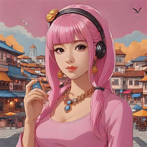 Pink Girl With Headphone Background Pink Girl Cute Girl Background