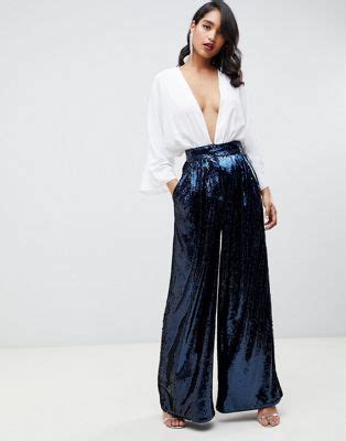 ASOS EDITION High Waisted Sequin Wide Leg Pants ASOS Sequins Pants