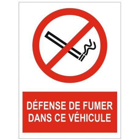 Panneau défense de fumer dans son véhicule