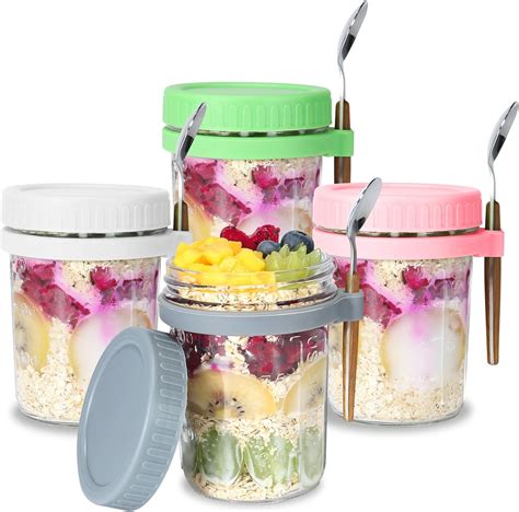 HYANITEQ Overnight Oats Jar Overnight Oats Container With Lid And Spoon