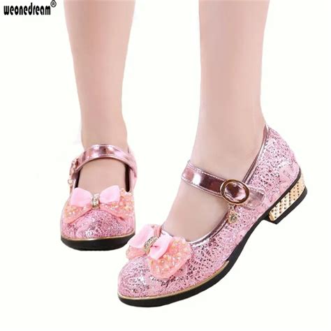 WEONEDREAM Pink Girls Shoes 2018 Lovely PU Leather Bow Flower Girl ...