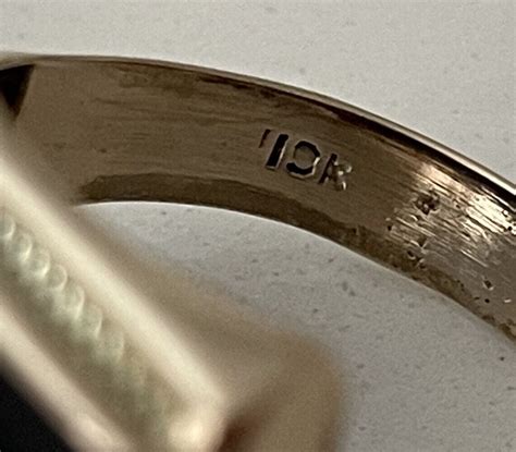 10k Yellow Gold Art Deco Stylized Ring Black Onyx Whi Gem