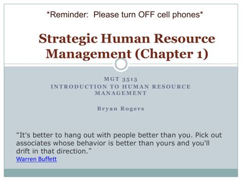 Strategic Human Resource Management Chapter 1