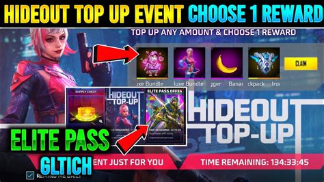 Hideout Top Up Event Free Fire Elite Pass Offer Hideout Event Free