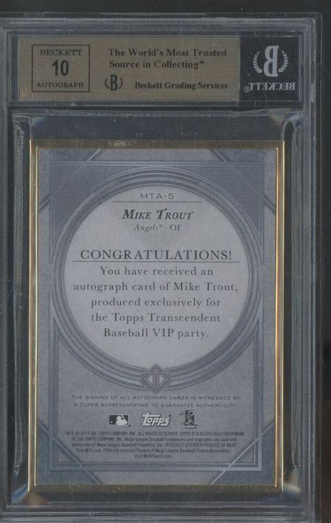 Topps Transcendent Mike Trout Auto Vip Party Bgs