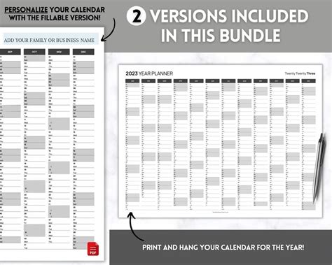 Printable 2023 Wall Calendar Large Yearly Calendar - Etsy
