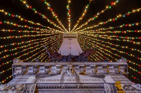 Circle Of Lights In Indianapolis At Monument Circle Soldiers