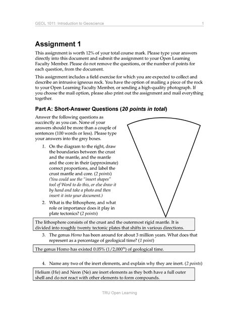 GEOL 1011 Assignment 1 GEOL 1011 Introduction To Geoscience 1