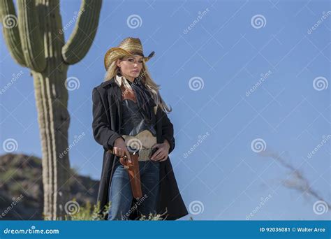 Blonde Cowgirl Stock Image Image Of Cute Lawless Modern