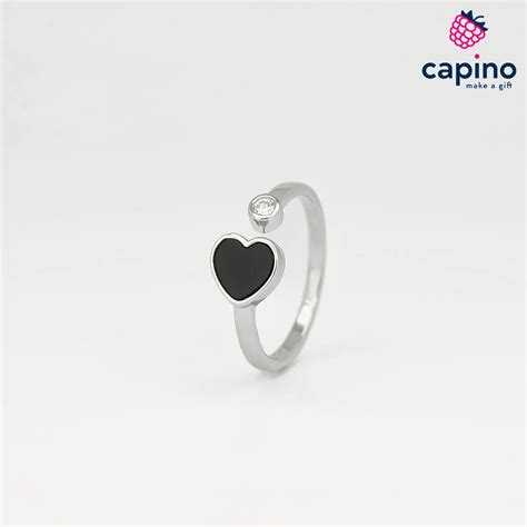 Сребърен пръстен черно сърце Leopoldo за: 49.00лв Capino