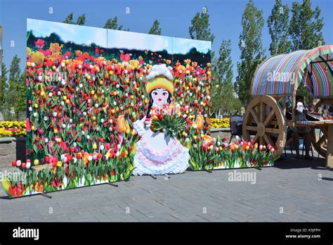 Astana, Kazakhstan - Exhibit in ethnic festival in summer 2017 Stock