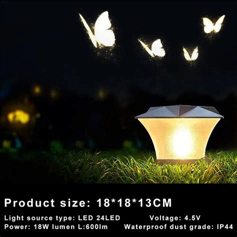 24 светодиода супер яркий круглый Солнечный столб лампа сад освещение ...