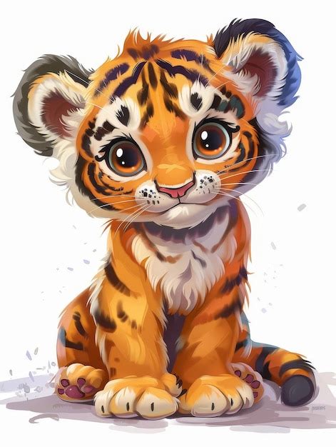 Adorable Cartoon Tiger Cub Premium Ai Generated Image