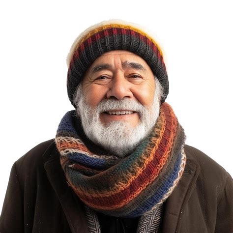 Premium Photo A Man With A Beard Wearing A Hat And Scarf