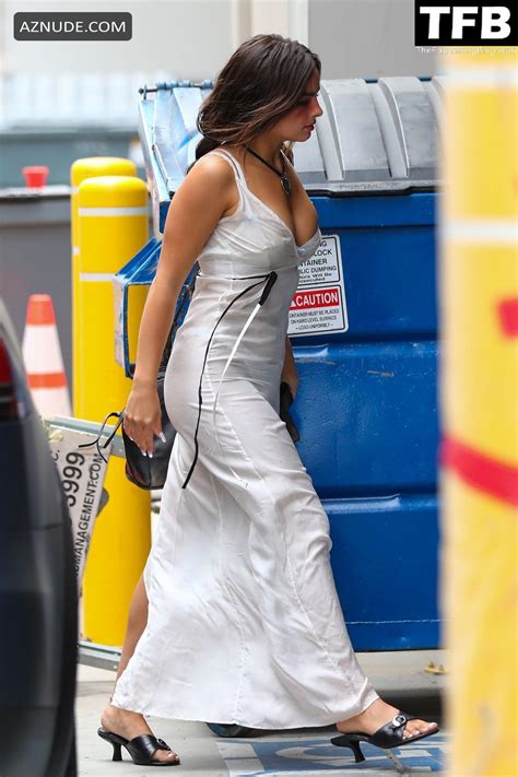 Addison Rae Sexy Seen Showcasing Her Hot Cleavage In A Dress At Balenciaga In Los Angeles Aznude