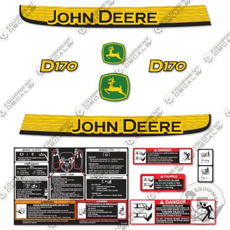 John Deere D170 Riding Lawn Mower Decal Kit