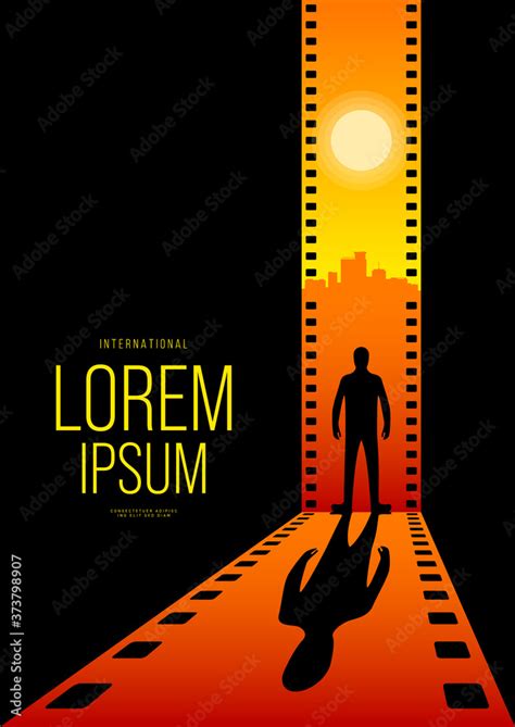 Movie And Film Poster Design Template Background With Dramatic Sunset