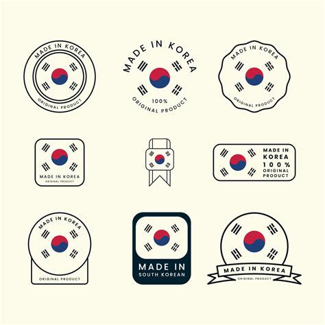 Set Bundled South Korea Vector Style Logo Label Badge Illustration