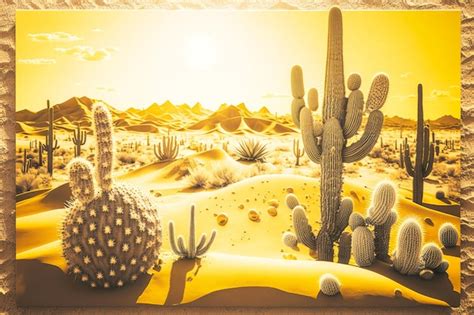 Premium Photo Scorching Hot Desert Landscape With Cactus And Sand