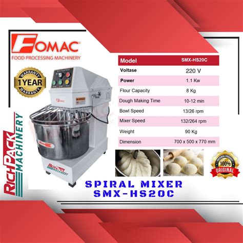 Jual Fomac Smx Hs C Spiral Mixer Mesin Pengaduk Adonan Liter