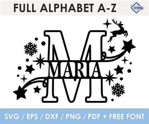 Christmas Monogram Svg Christmas Split Letters Svg Holiday Alphabet