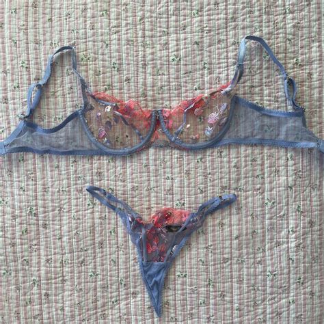 Honey Birdette Lingerie Set Blue And Neon Pink W Depop