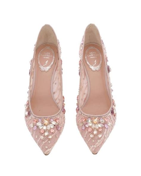 Rene Caovilla Cinderella Crystal Lace Pumps In Pink Lyst