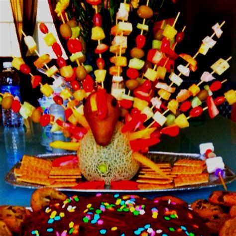 Thanksgiving Turkey Cheese Veggies And Fruit Kabobs Candy Kabobs