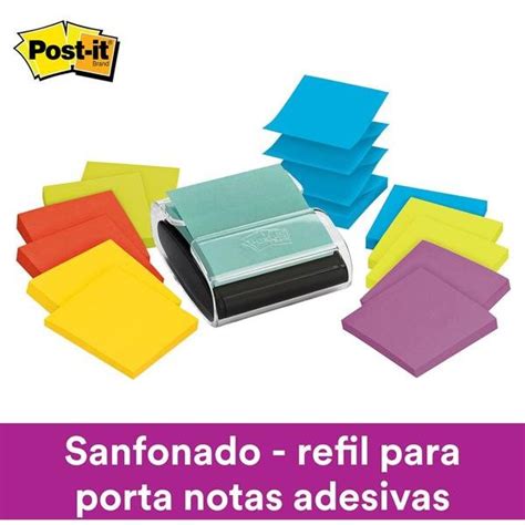 Bloco de Notas Super Adesivas Post it Refil Azul Céu 76 mm x 76 mm 90