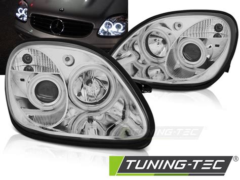 LED Angel Eyes Scheinwerfer für Mercedes Benz SLK R170 96 04 chrom