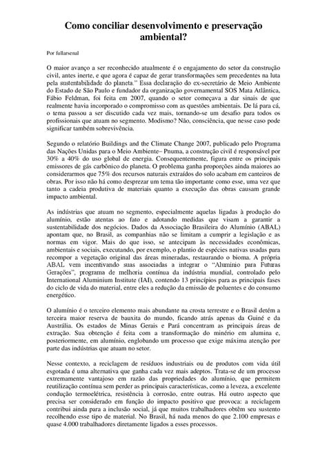 Como conciliar desenvolvimento e preservação ambiental - Preservação ...